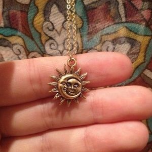 Gold Sun and Moon necklace